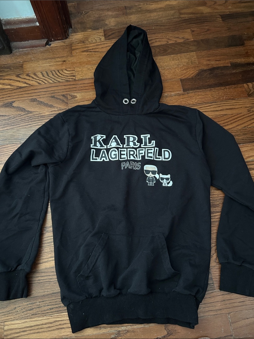 Karl Lagerfeld Black Hoodie with White Logo